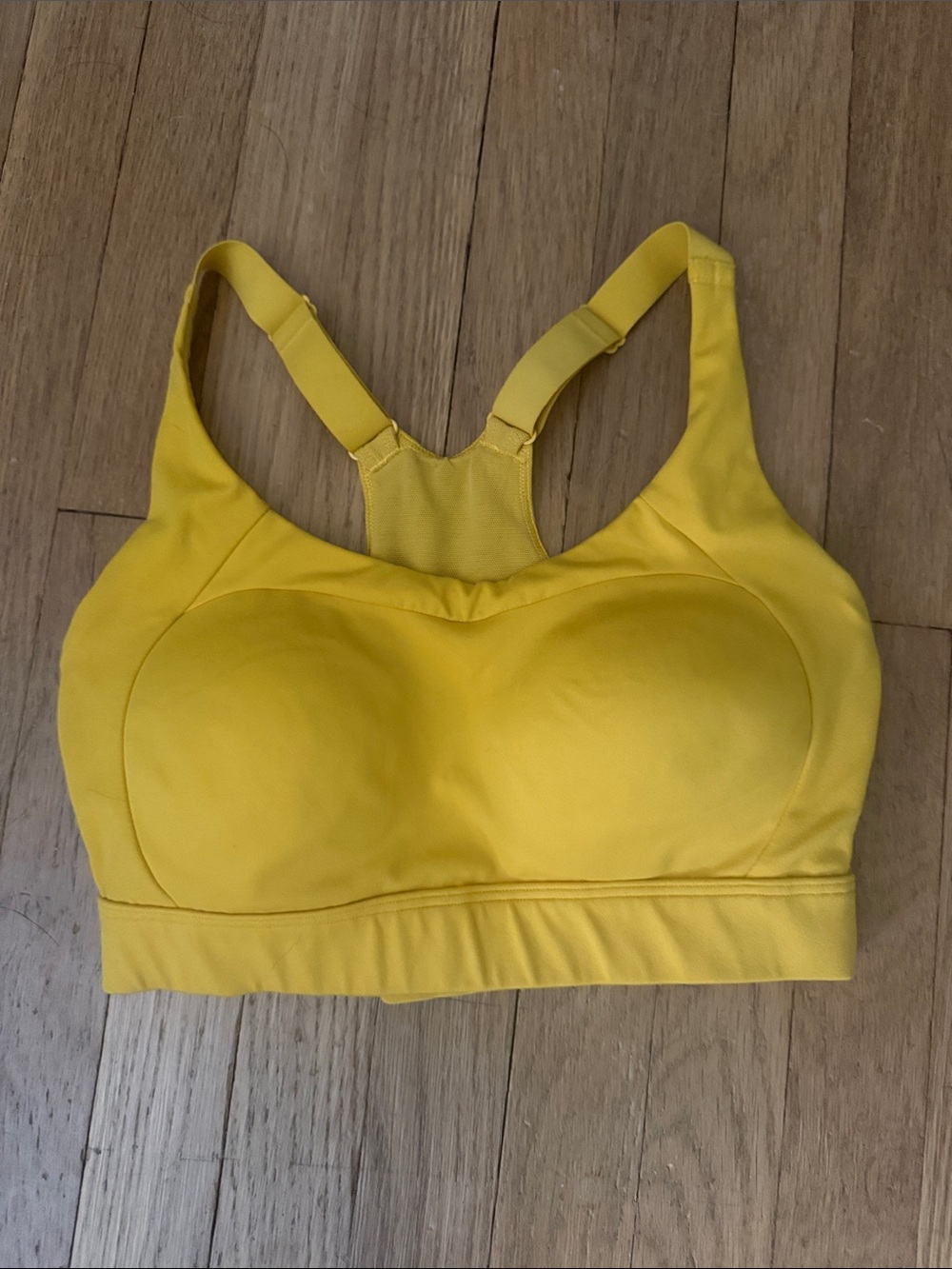 Gymshark Women's mustard Yellow adjustable Racerback Sports Bra Sz S